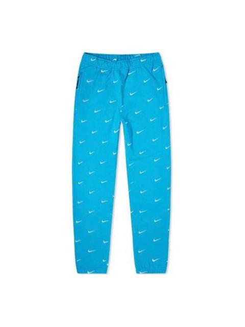 Men's Nike NRG Swoosh Logo Full Print Straight Sports Pants/Trousers/Joggers Blue CJ8905-487