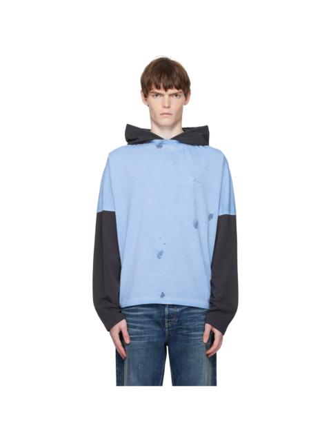 Blue Painted Long-Sleeved Hoodie