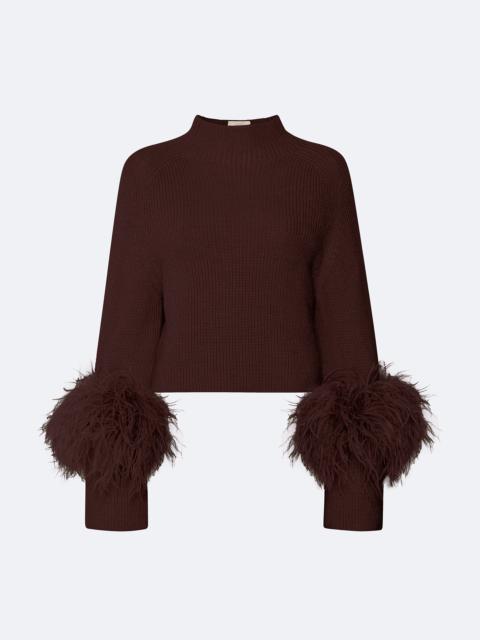Merino Mock Neck Sweater With Feathers