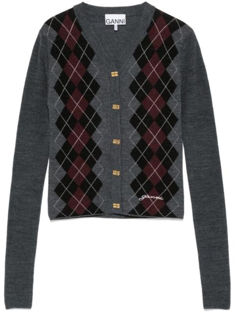 argyle-knit cardigan