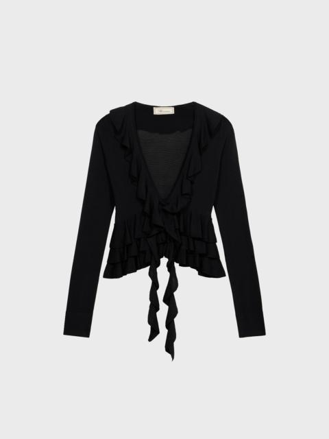 KNIT CARDIGAN WITH RUFFLES AND FRILLS