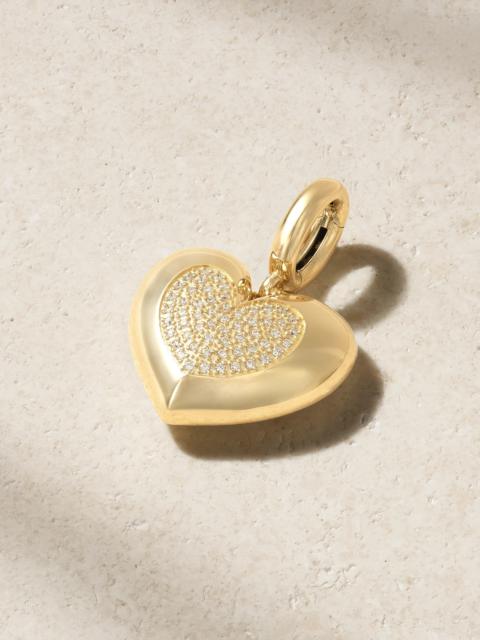 Small Heart 14-karat Gold Diamond Pendant