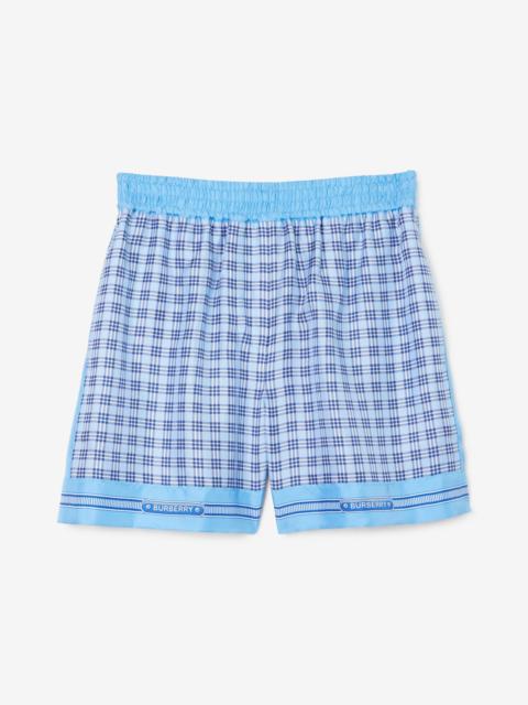 Check Print Silk Shorts
