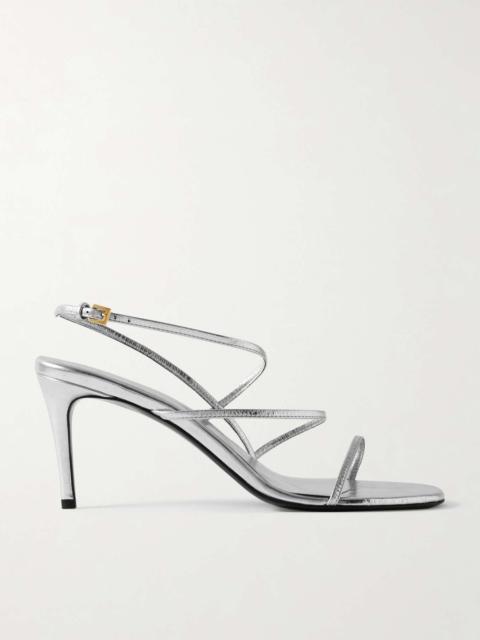 Loop metallic crinkled-leather sandals Silver