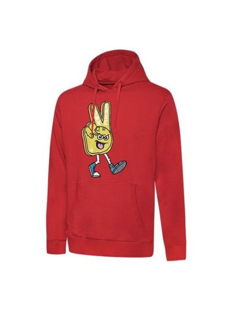 Converse Finger Letter Print Hooded Drawstring Sweatshirt Red 10019083-A02