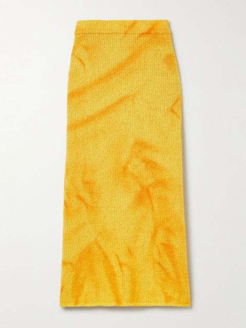 Dorcas tie-dyed cashmere midi skirt Yellow