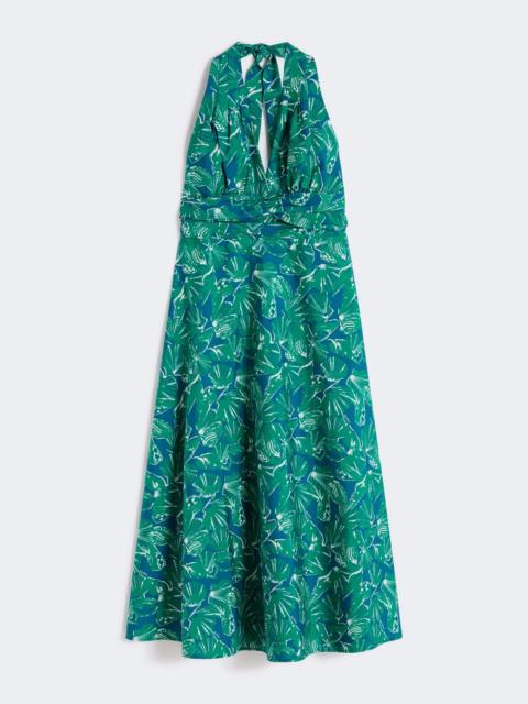 Long dress in printed poplin - EMERALD