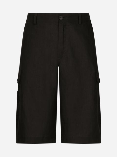Linen cargo shorts