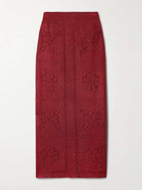 Pointelle-knit Midi Skirt