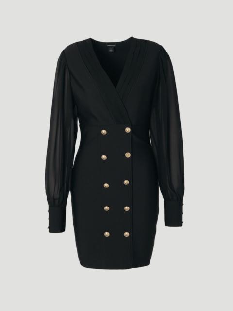 Figure Form Woven Mix Military Button Blazer Knit Mini Dress