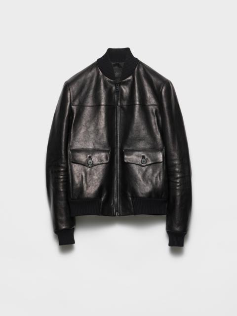 Leather bomber jacket