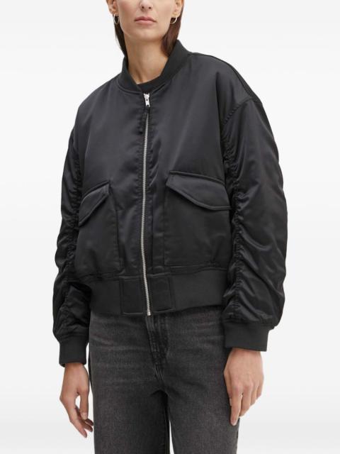 gathered-sleeve bomber jacket