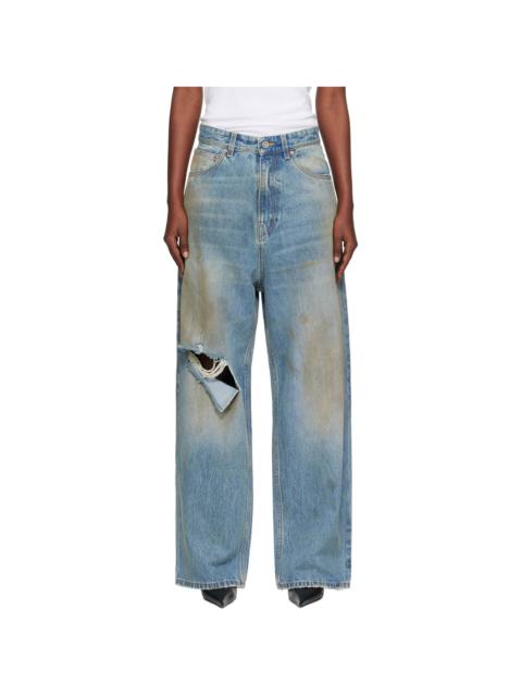 Blue Distressed Baggy Jeans