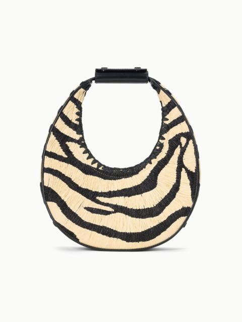 STAUD MOON TOTE BAG ZEBRA RAFFIA