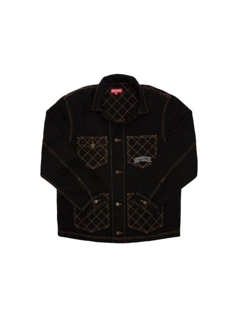 Supreme Diamond Stitch Denim Chore Coat Black