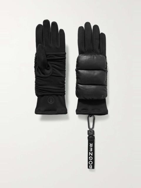 Touch quilted leather and tech-jersey ski gloves