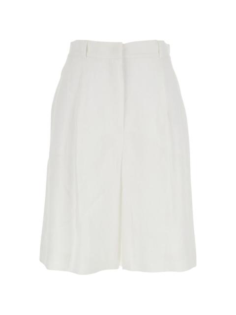 pleat-detail linen shorts