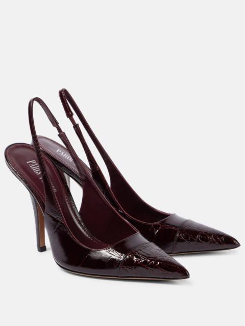Miranda 105 croc-effect leather slingback pumps