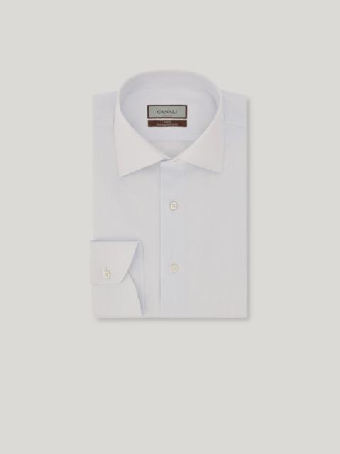 WHITE AND LIGHT BLUE STRIPED 140/2 COTTON REGULAR-FIT FORMAL SHIRT