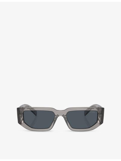 PR 09ZS Rectangle-Frame Acetate Sunglasses