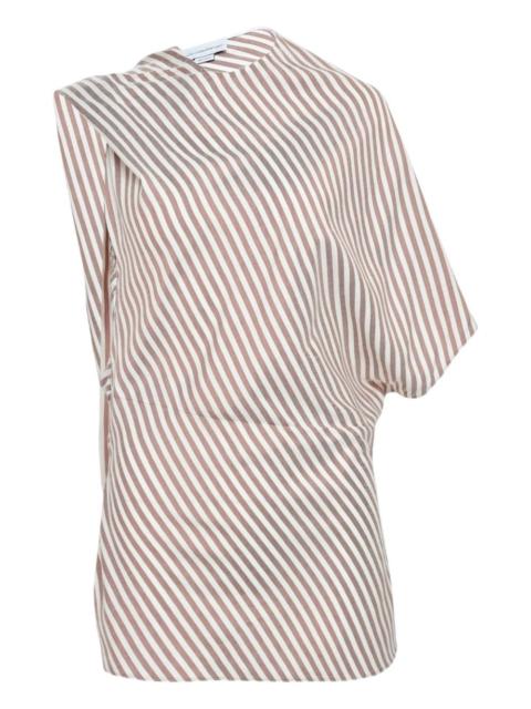 stripe asymmetric silk blouse