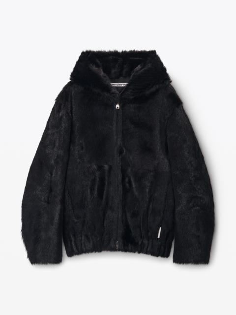 Zip-Up Hoodie in Calf Hair