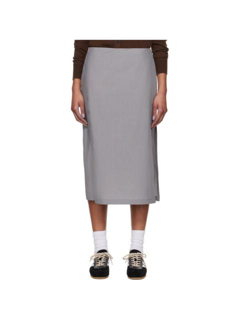 Gray Popeline Midi Skirt