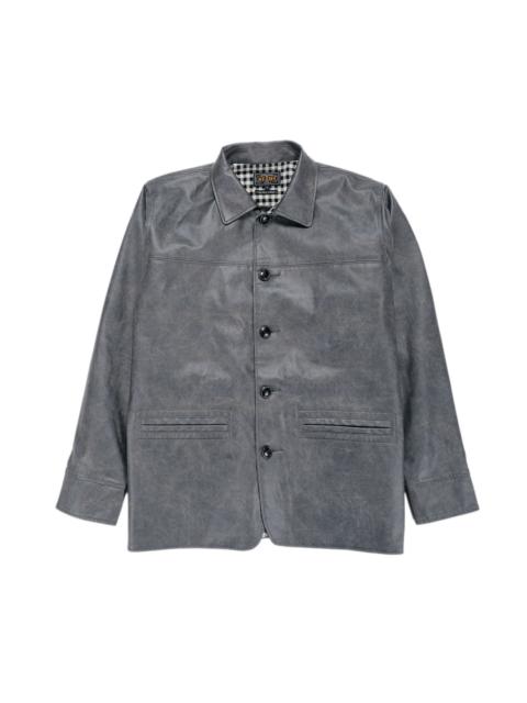 Car Coat Aged Fake Leather Black