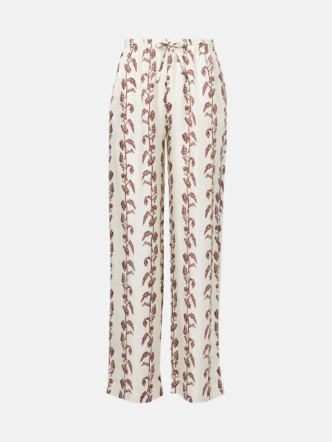 Aurelia silk twill wide-leg pants