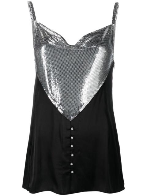 chainmail-panelled cowl-neck vest