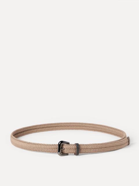 Stretch cotton braided belt with shiny loop