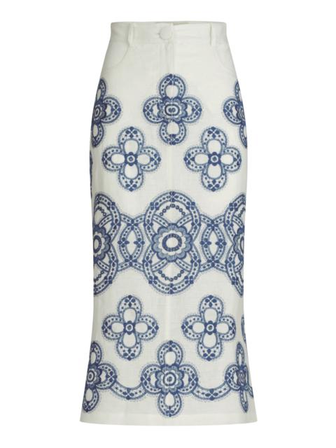 Layan Linen-Cotton Midi Skirt multi