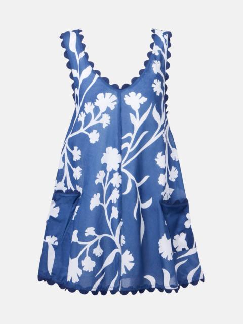 Floral scalloped cotton minidress