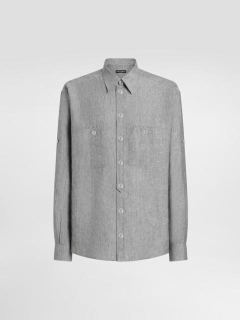 Washed linen canvas shirt