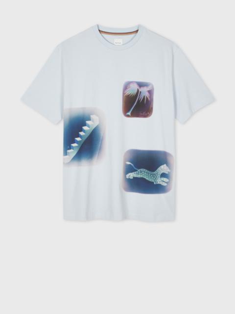 Light Blue 'Lumiere' Placement Print T-Shirt
