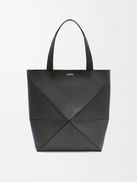 Large Puzzle Fold Tote in shiny calfskin
