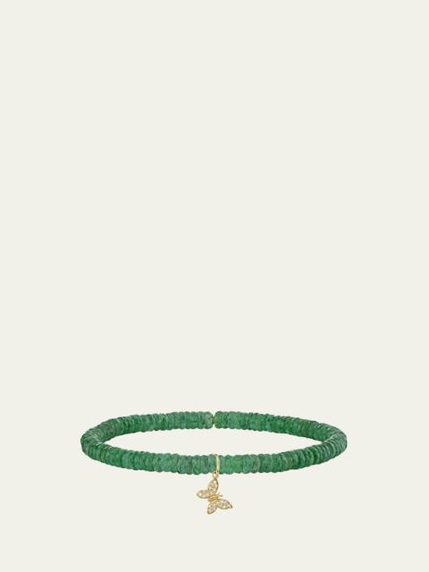14K Diamond Butterfly on Aventurine Bracelet