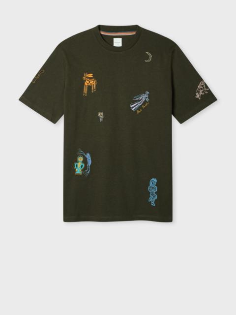 Charcoal Embroidered 'Little Beasts' T-Shirt