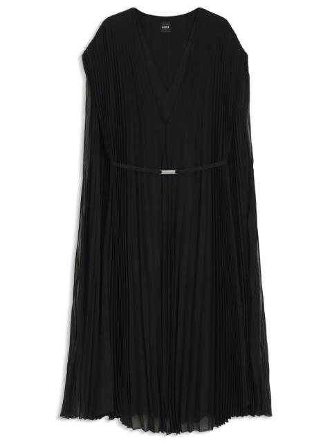 BELTED DRESS IN CRINKLE CHIFFON WITH OVERLAY