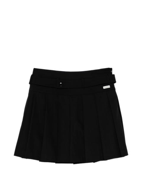 belt pleated mini short