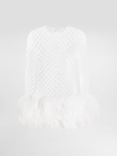 Short mesh dress with sequins