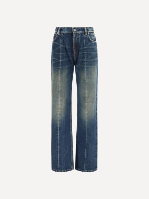 Distressed straight-leg cotton denim Jeans