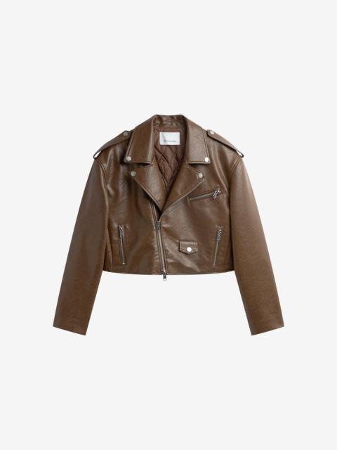 Daphne Cropped Biker Jacket - Brown