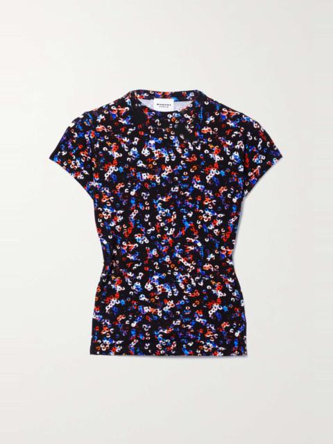 Juvia cropped open-back printed stretch-jersey top