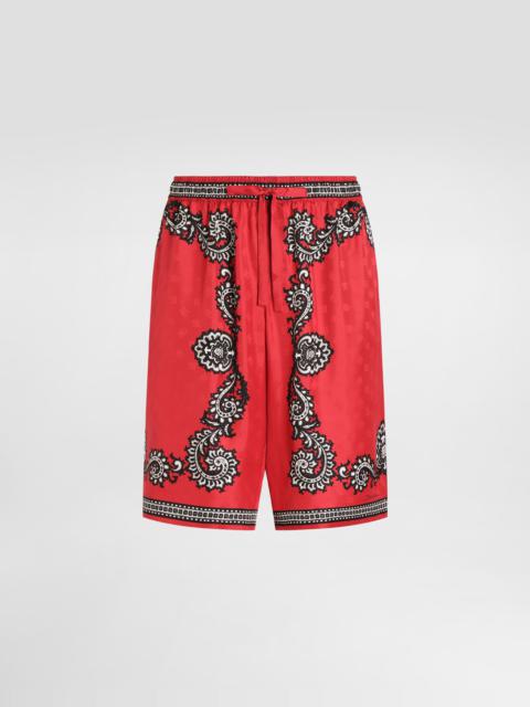 Bandanna-print silk shorts