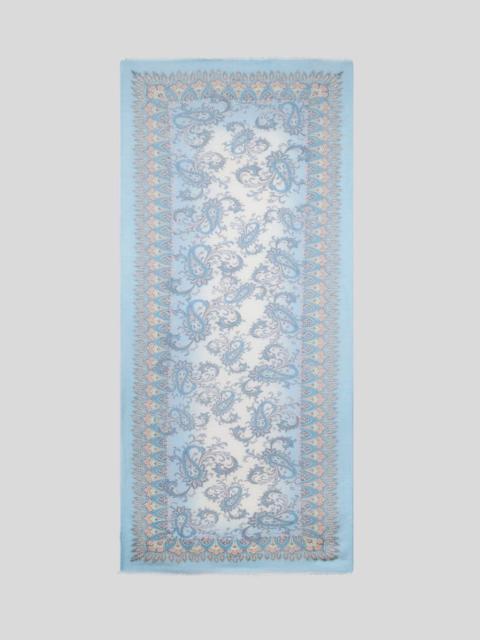LINEN-BLEND SCARF WITH FLORAL PAISLEY MOTIF