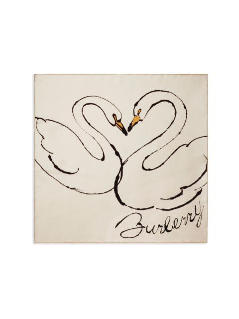 swan-print silk scarf