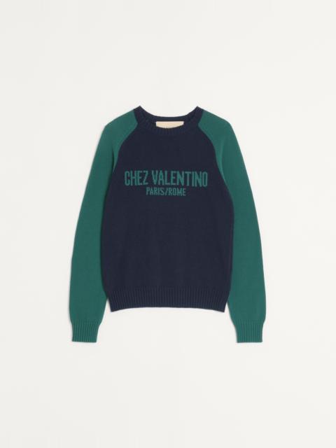 WOOL AND COTTON SWEATER WITH CHEZ VALENTINO JACQUARD PATTERN