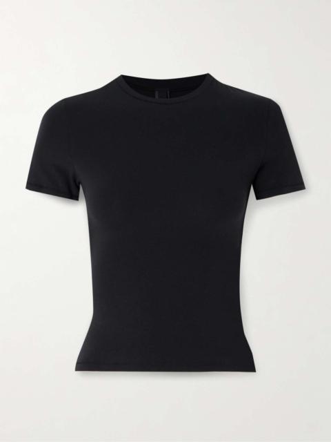 Stretch-cotton jersey T-shirt - Light Heather Gray Black