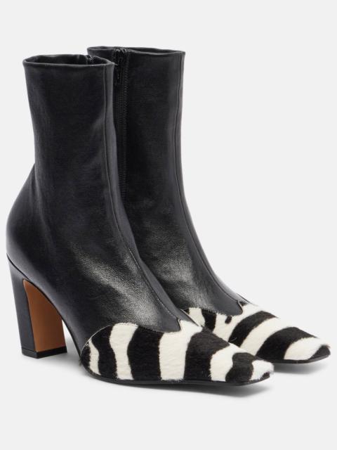 Nevada 85 calf hair and leather ankle boots